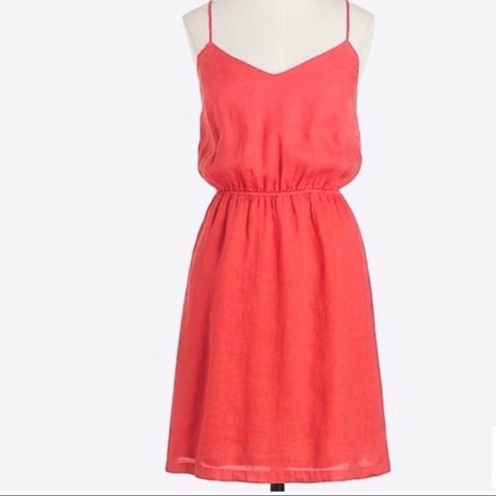 J Crew Linen Summer Dress in Coral